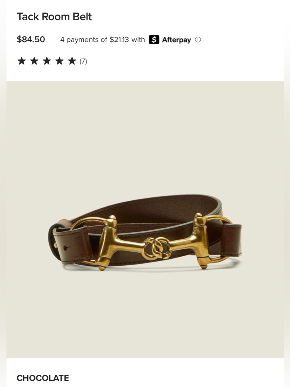 Ariat Tack Room Leather Belt - Chocolate - Size Medium